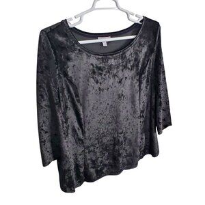 Westport 1962 Size 3X Top Stretch Silky Crushed Velvet Shaped Fit 3/4 Sleeve